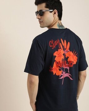 EyeBogler Men's Printed PoloNeck Blue Tshirts