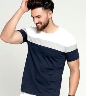 EyeBogler Men's Printed PoloNeck Blue Tshirts