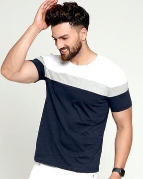 EyeBogler Men's Printed PoloNeck Blue Tshirts