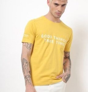 EyeBogler Men's Printed PoloNeck Blue Tshirts