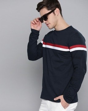 EyeBogler Men's Printed PoloNeck Blue Tshirts