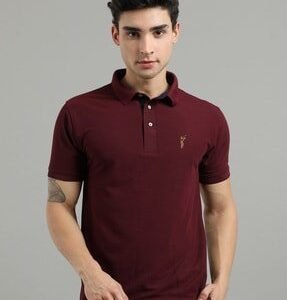 EyeBogler Men's Printed PoloNeck Blue Tshirts