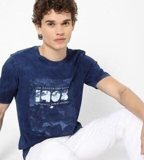 EyeBogler Men's Printed PoloNeck Blue Tshirts