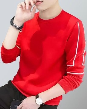 EyeBogler Men's Printed PoloNeck Blue Tshirts