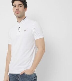 EyeBogler Men's Printed PoloNeck Blue Tshirts