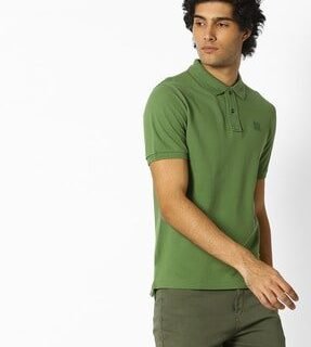 EyeBogler Men's Printed PoloNeck Blue Tshirts