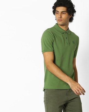 EyeBogler Men's Printed PoloNeck Blue Tshirts