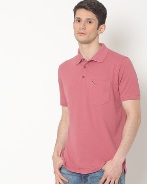 EyeBogler Men's Printed PoloNeck Blue Tshirts