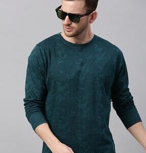 EyeBogler Men's Printed PoloNeck Blue Tshirts