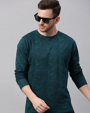 EyeBogler Men's Printed PoloNeck Blue Tshirts