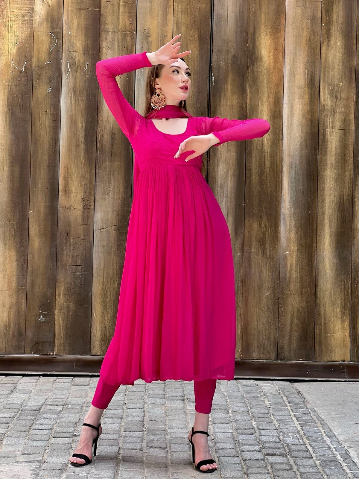 SHEHZADE New Embroidery Gaithering Anarkali kurti