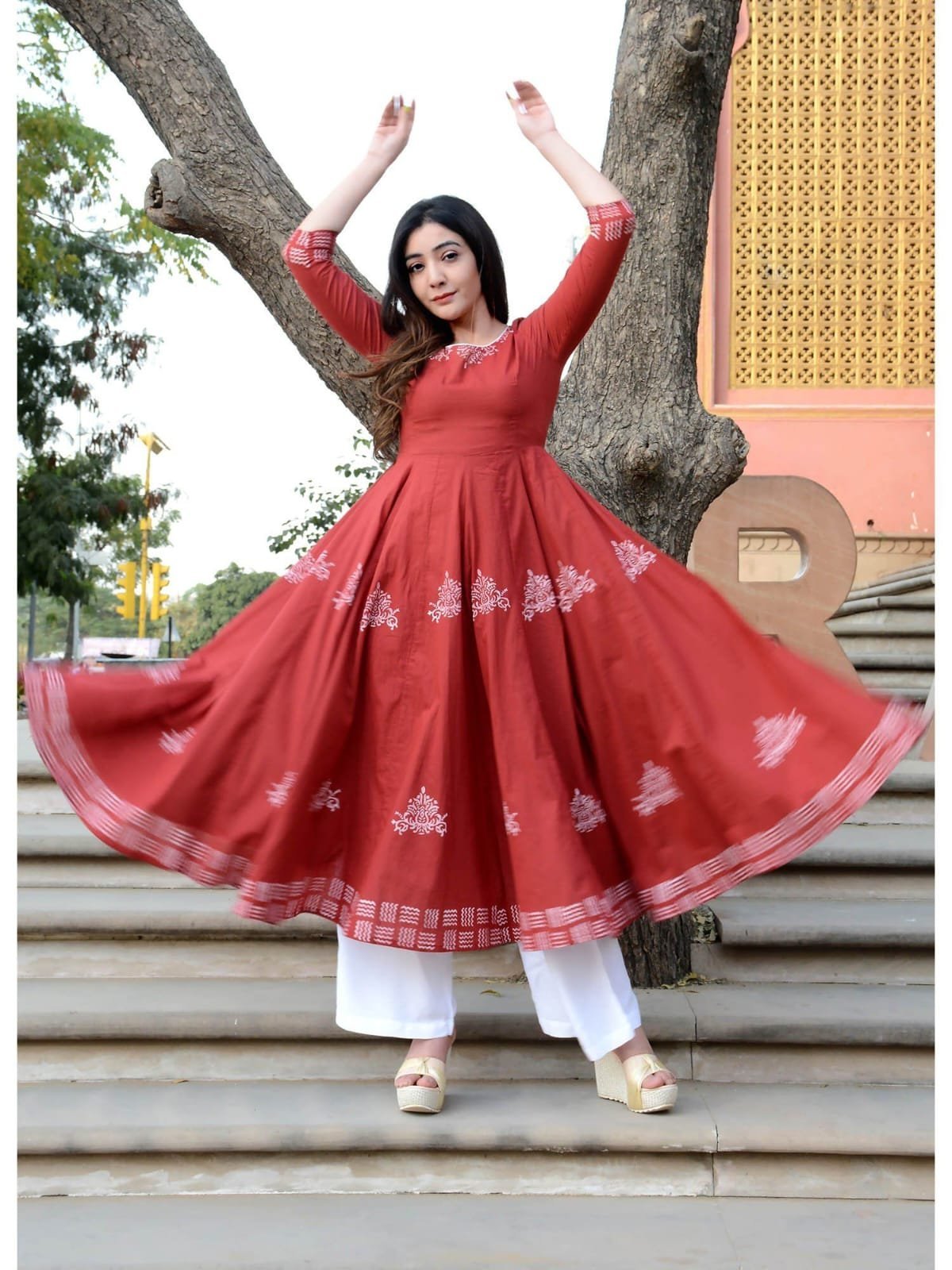 SHEHZADE New Embroidery Gaithering Anarkali kurti