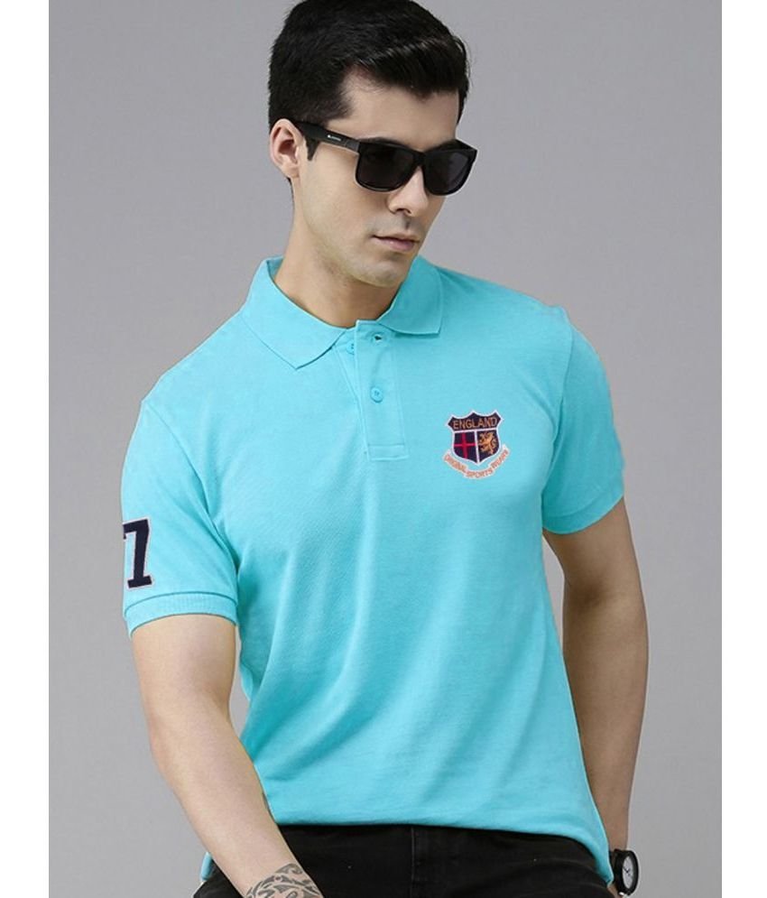 ADORATE - Turquoise Cotton Regular Fit Men's Polo T Shirt ( Pack of 1 )