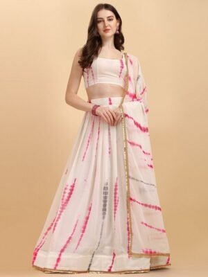 Amrutam Fab Printed Gotta Patti Semi-Stitched Lehenga & Unstitched Blouse With Dupatta
