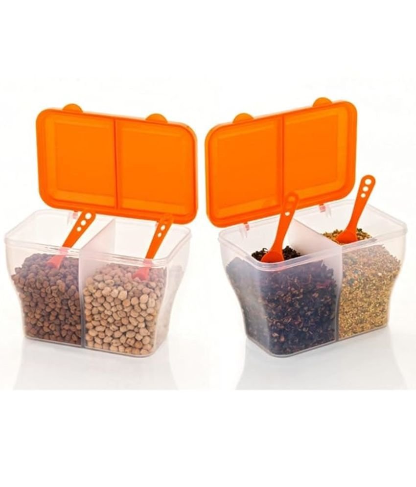 Analog Kitchenware Dal/Masala/Vegetable Plastic Orange Multi-Purpose Container ( Set of 2 )
