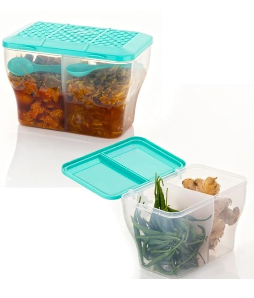 Analog Kitchenware Dal/Masala/Vegetable Plastic Sea Green Multi-Purpose Container ( Set of 2 )