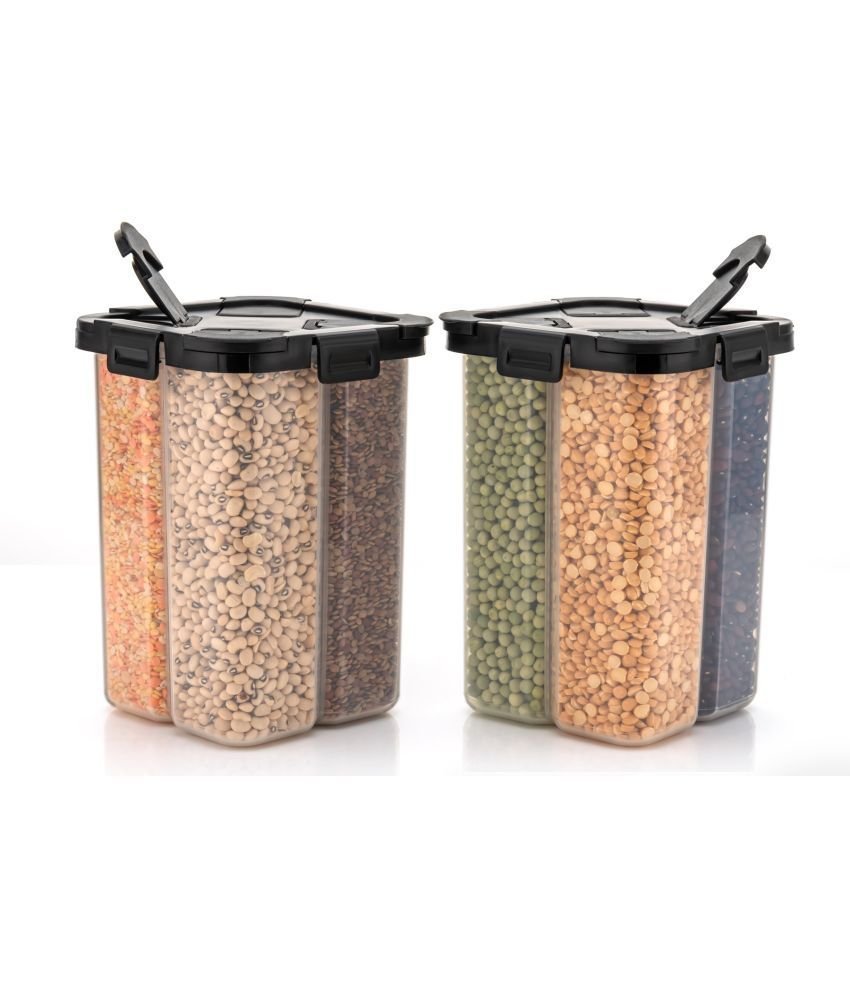 Analog Kitchenware Dal/Pasta/Grocery PET Black Multi-Purpose Container ( Set of 2 )