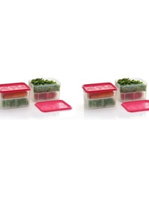 Analog kitchenware - Fruit/Vegetable/Food Plastic Pink Food Container ( Set of 4 )