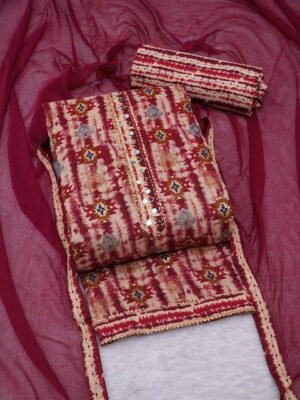 ASISA Dyed Mirror Work Pure Cotton Unstitched Dress Material