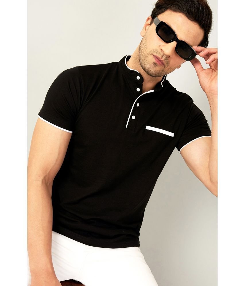 AUSK Cotton Blend Regular Fit Solid Half Sleeves Men's T-Shirt - Black ( Pack of 1 )