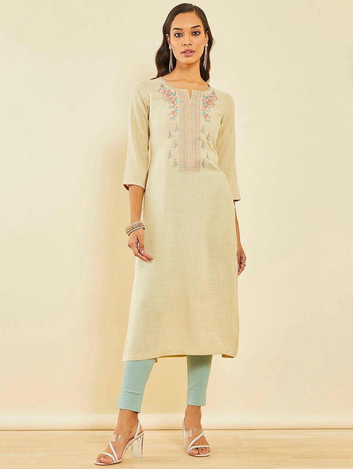 Beautifull rayon printed les work kurta with duppta set