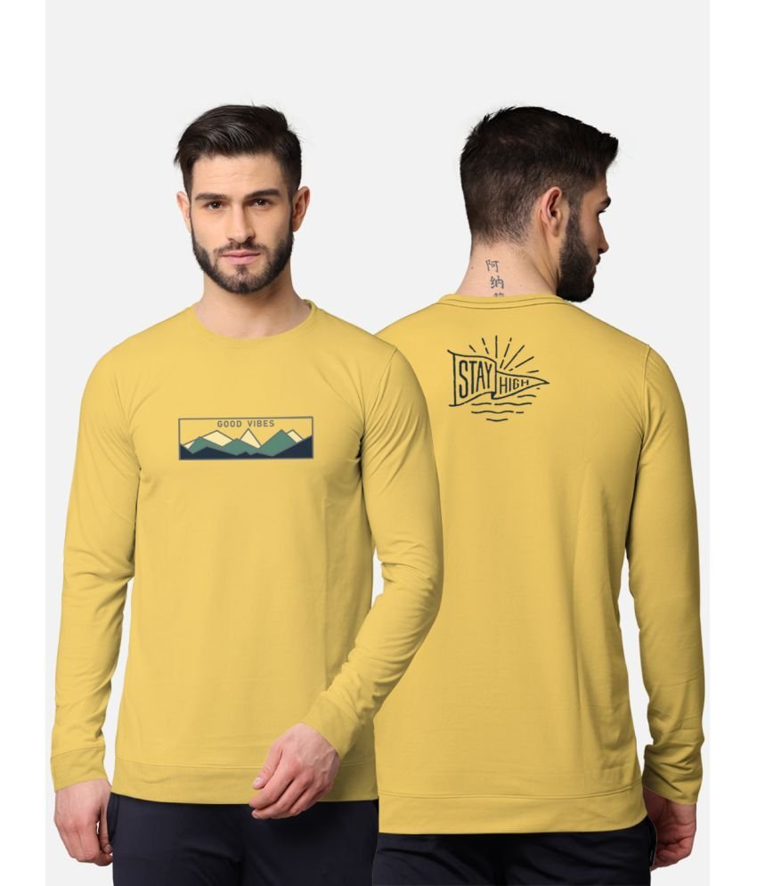 BULLMER - Mustard Cotton Blend Regular Fit Men's T-Shirt ( Pack of 1 )