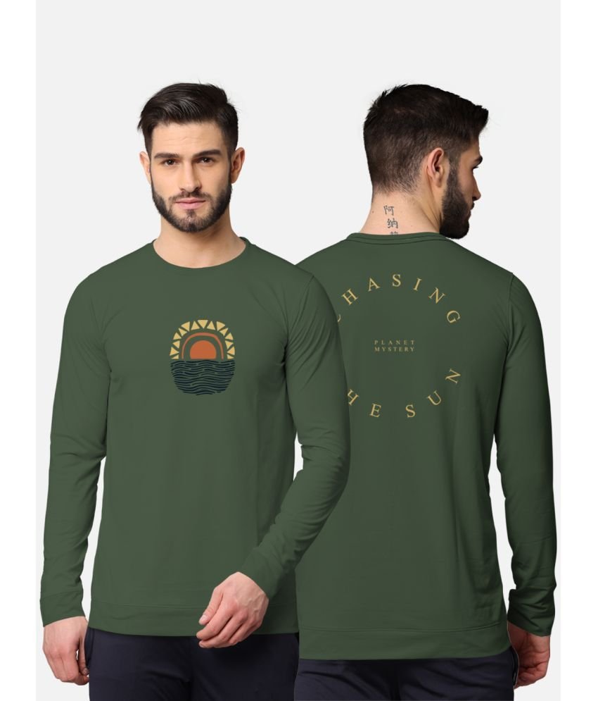BULLMER - Olive Cotton Blend Regular Fit Men's T-Shirt ( Pack of 1 )
