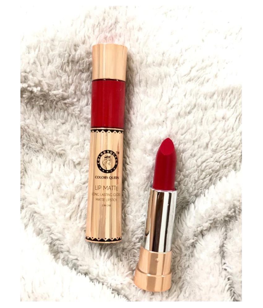 Colors Queen Lip Matte 2 in 1 Long Lasting Matte Lipstick (Rich Red)