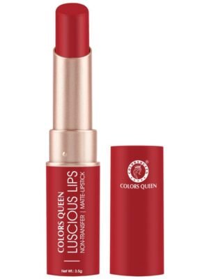Colors Queen Luscious Lips Non Transfer Matte Lipstick, Highly Pigmented Long Lasting Lipstick For Women (Red Coat)