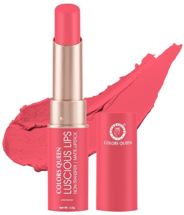 Colors Queen Luscious Lips Non Transfer Matte Lipstick, Highly Pigmented Long Lasting Lipstick For Women (Rosy Sunday)