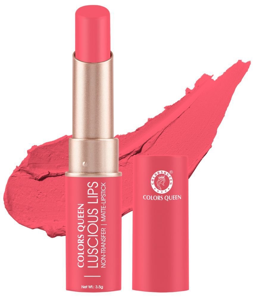 Colors Queen Luscious Lips Non Transfer Matte Lipstick, Highly Pigmented Long Lasting Lipstick For Women (Rosy Sunday)