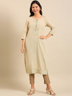 Beautifull rayon printed les work kurta with duppta set