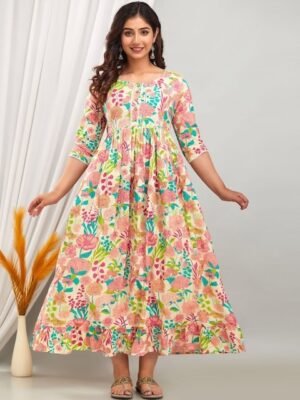 Henal Floral Printed Maternity Anarkali Kurta