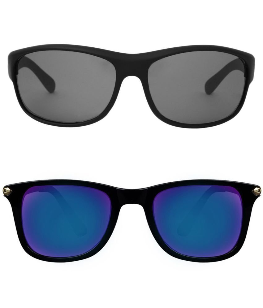 Kanny Devis - Black Rectangular Sunglasses ( Pack of 2 )