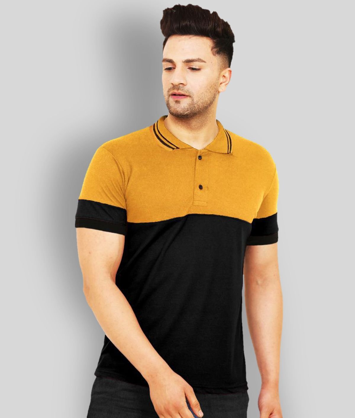 Leotude - Mustard Cotton Blend Regular Fit Men's Polo T Shirt ( Pack of 1 )