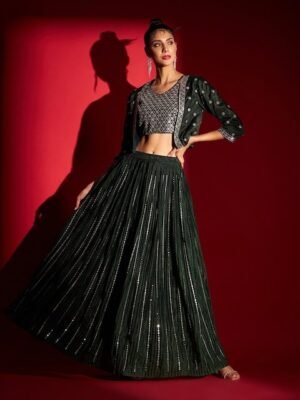 MADHURAM Embroidered Ready to Wear Lehenga & Choli with Jacket