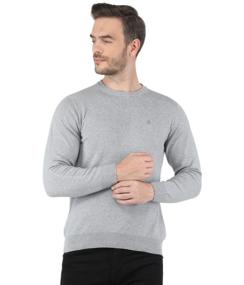 Monte Carlo - Grey Cotton Men's Pullover Sweater ( Pack of 1 )