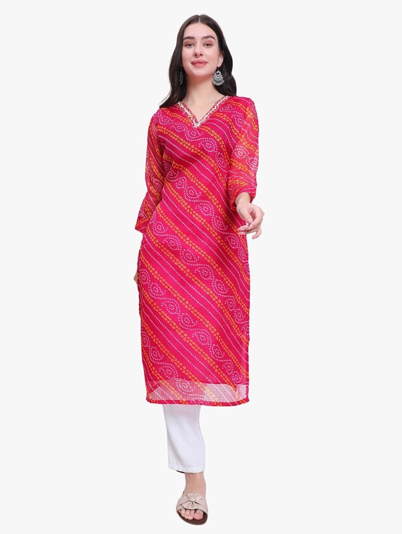 Beautifull cotton printed les work kurta