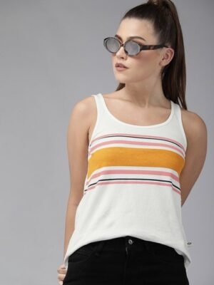 Roadster White Yellow Striped Tank Top