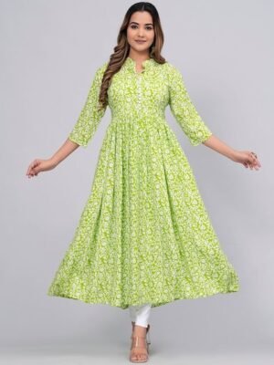 Sanganeri Kurti Ethnic Motif Printed Anarkali Kurta