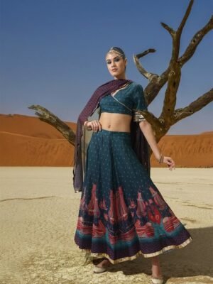 Sangria Ethnic Motifs Print Ready to Wear Lehenga & Choli With Dupatta