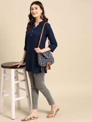 Sangria Navy Blue Printed Kurti