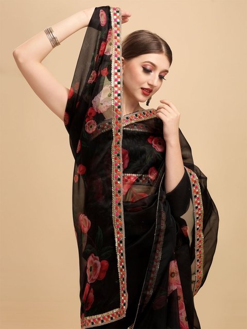 Sangria Women Black Sarees