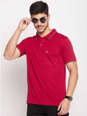 UNIBERRY - Red Cotton Blend Regular Fit Men's Polo T Shirt ( Pack of 1 )