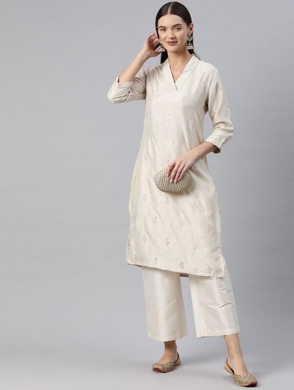 Beautifull rayon printed les work kurta with duppta set