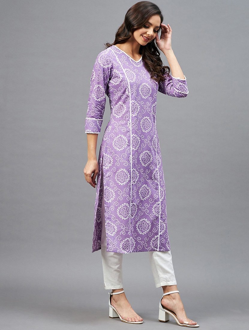 Beautifull cotton printed les work kurta