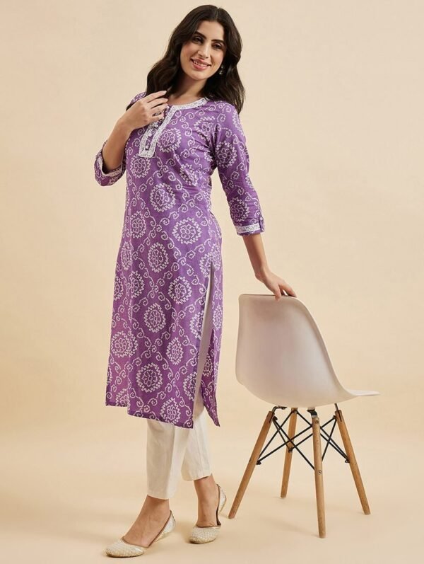 Beautifull cotton printed les work kurta  