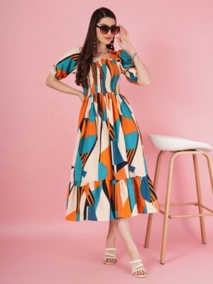 women multi coloured floral printed dress