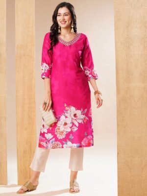 Beautifull cotton printed les work kurta