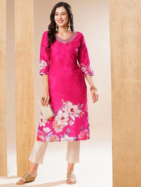 Beautifull cotton printed les work kurta  